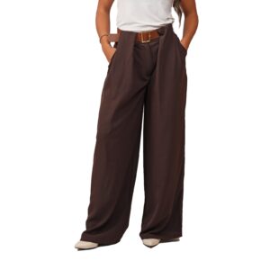 Classic Coffee Pants with Belt